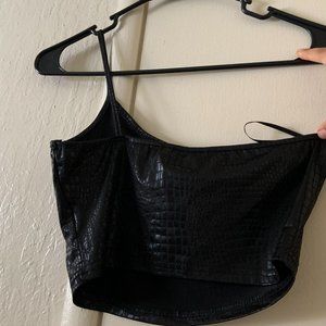 Black one shoulder crop top
